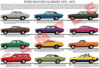 Ford XA Falcon car model chart poster print 1972 - 1973