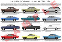 Holden HK series 1968 - 1969 model chart poster print