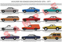 Holden HX Kingswood series model chart 1976-1977 poster