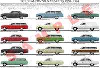 Ford XK & XL Falcon car model chart poster print 1960 - 1964